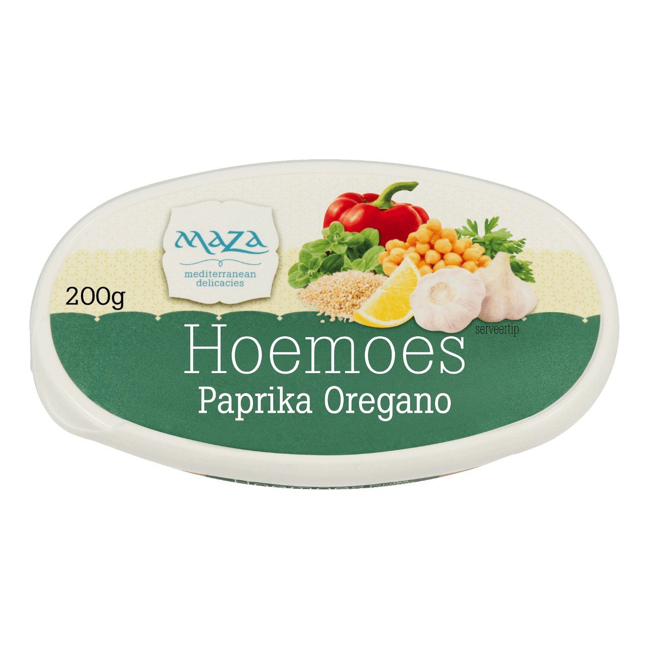 Maza hoemoes (hummus) paprika/oregano bakje 200 gram