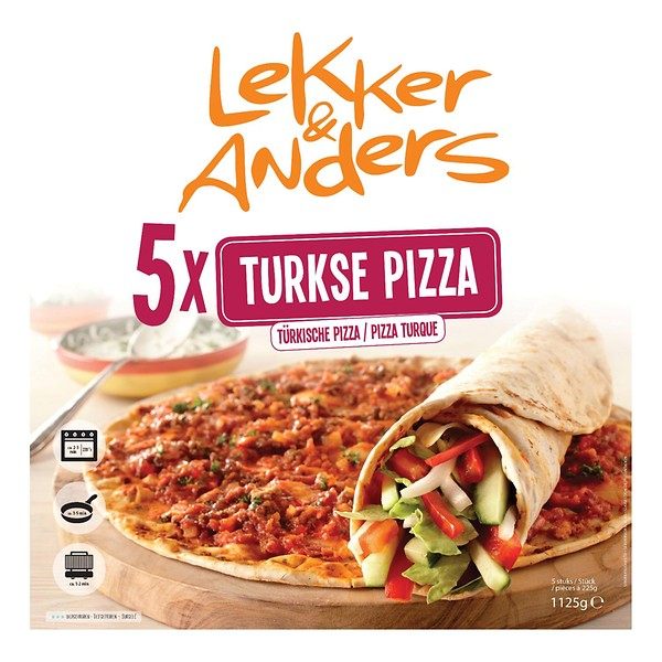 Lekker anders turkse pizza 5 x 225 gram