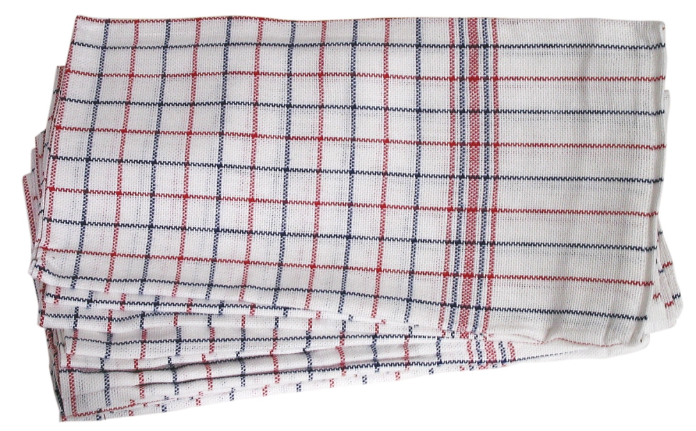 Theedoeken rood/blauw 65 x 65 cm pak 6 stuks