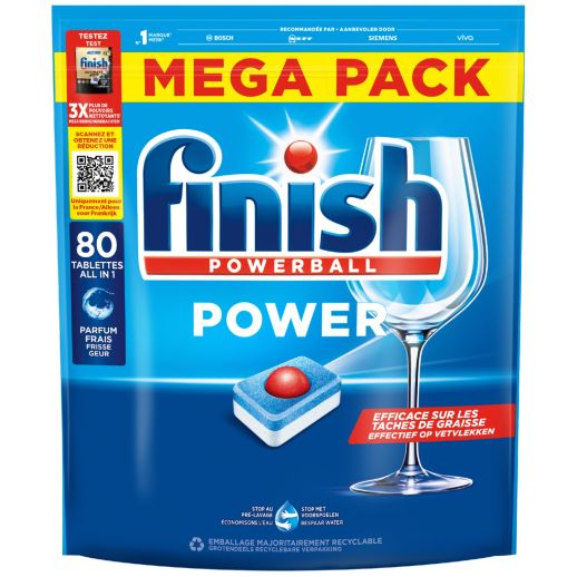 Finish vaatwastablet Powerball Power zak 80 stuks