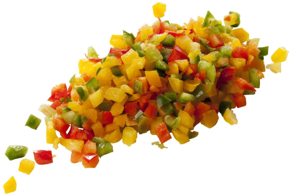 Paprika gemengd brunoise 5 mm zak 1 kilo