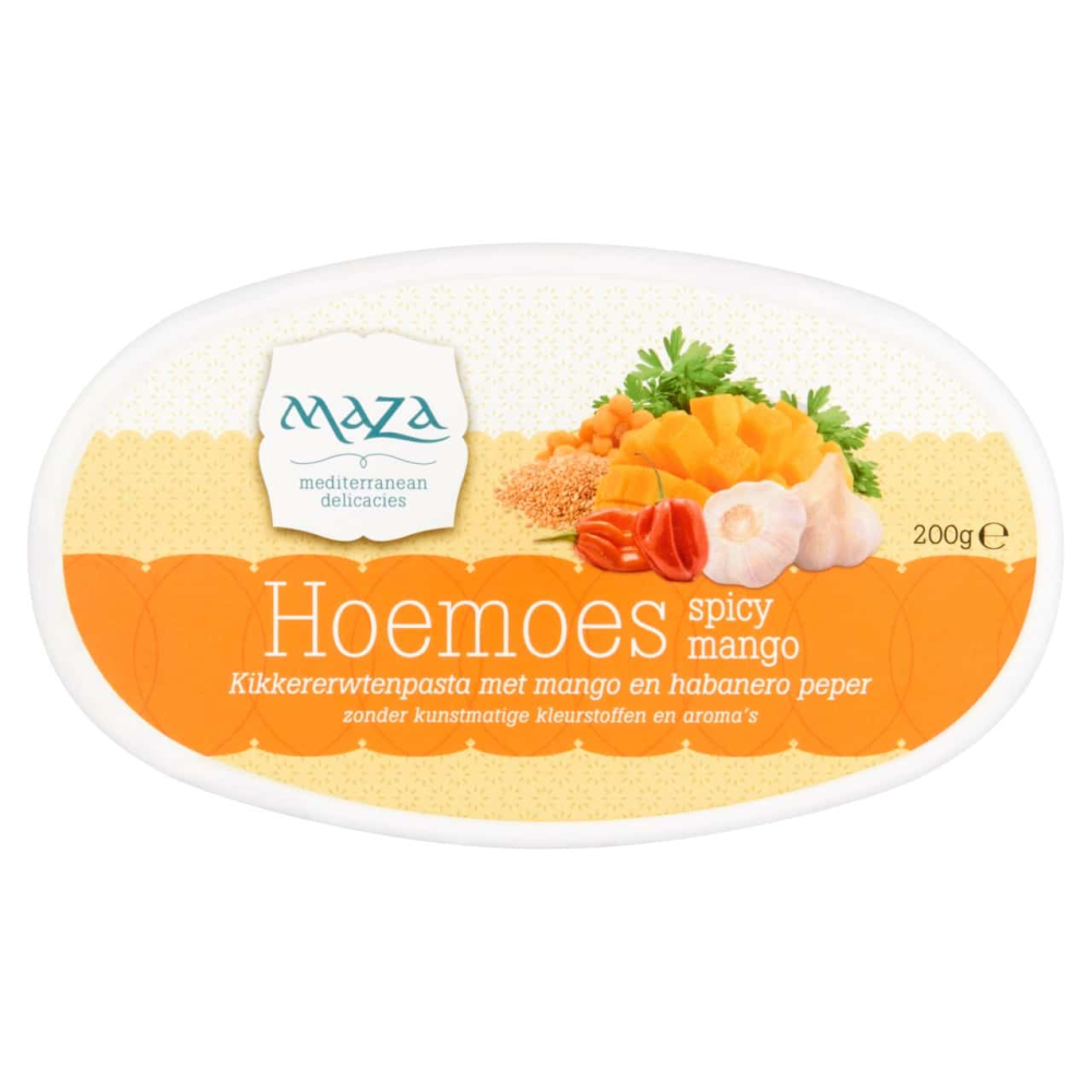 Maza hoemoes (hummus) spicy mango bakje 200 gram