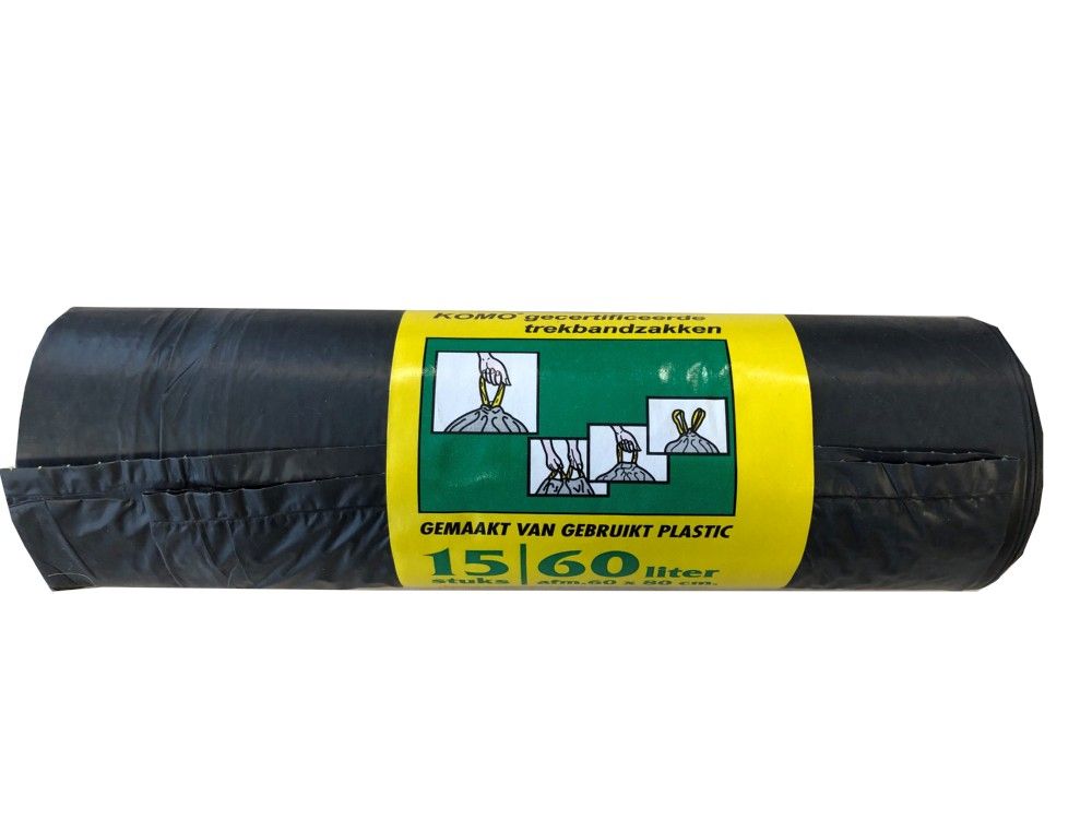 Komo vuilniszakken trekband 60 x 80 60 liter doos 20 x 15 stuks