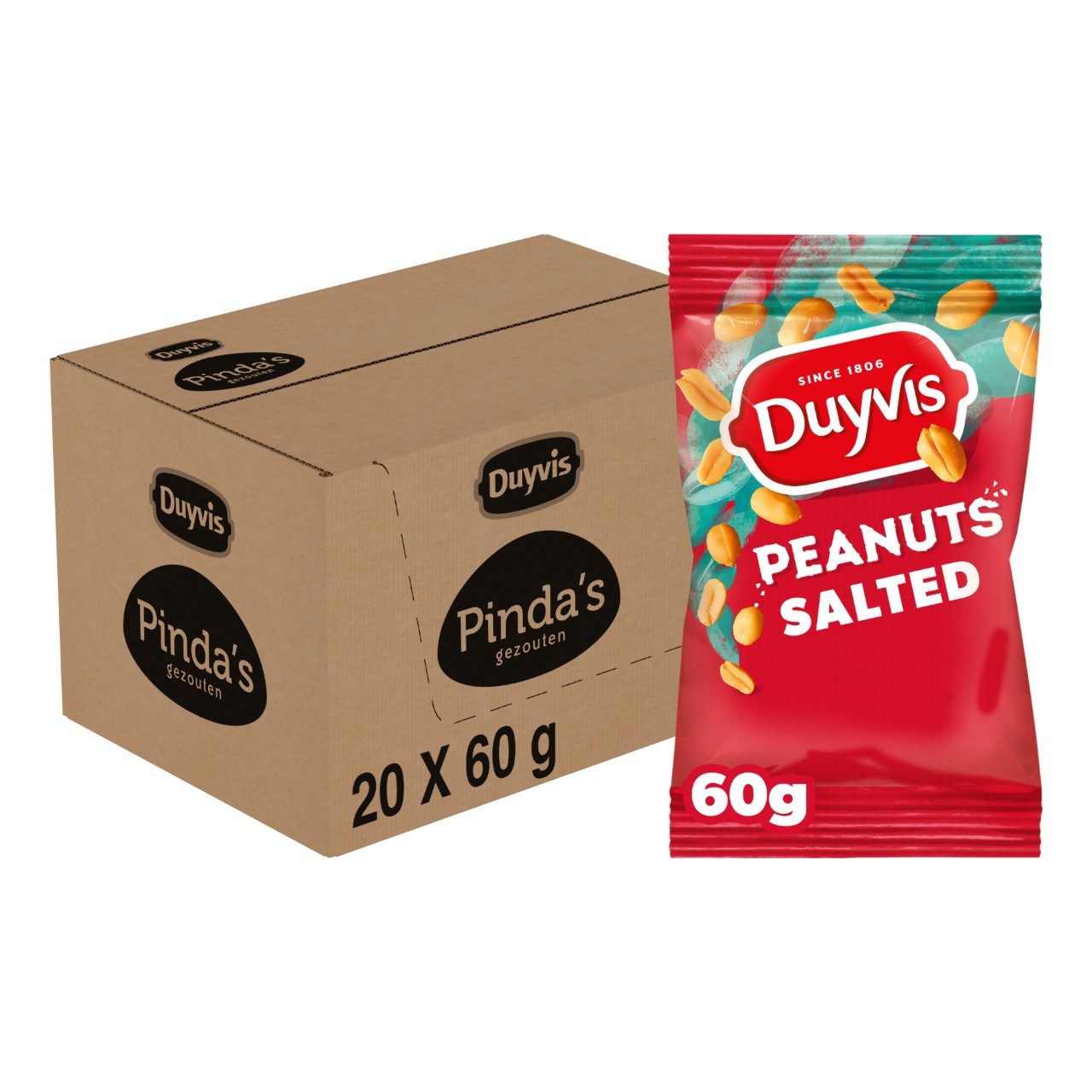 Duyvis pinda's gezouten doos 20 zakjes x 60 gram