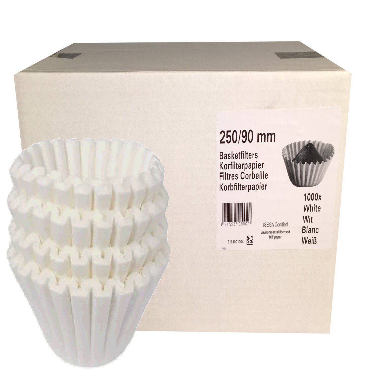Korffilters wit 250/90mm doos 4 x 250 stuks