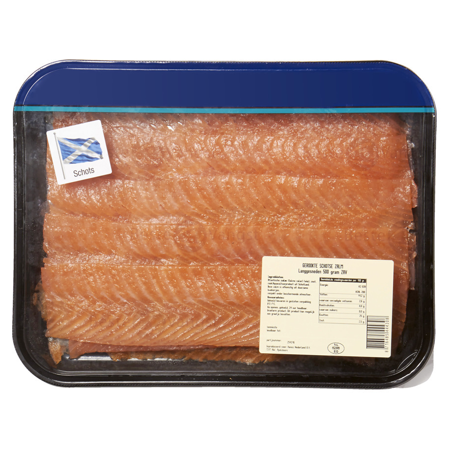Smitvis gerookte zalm schotse (lang plak) 500 gram