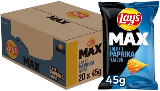 Lay's paprika superchips max doos 20 zakjes x 45 gram