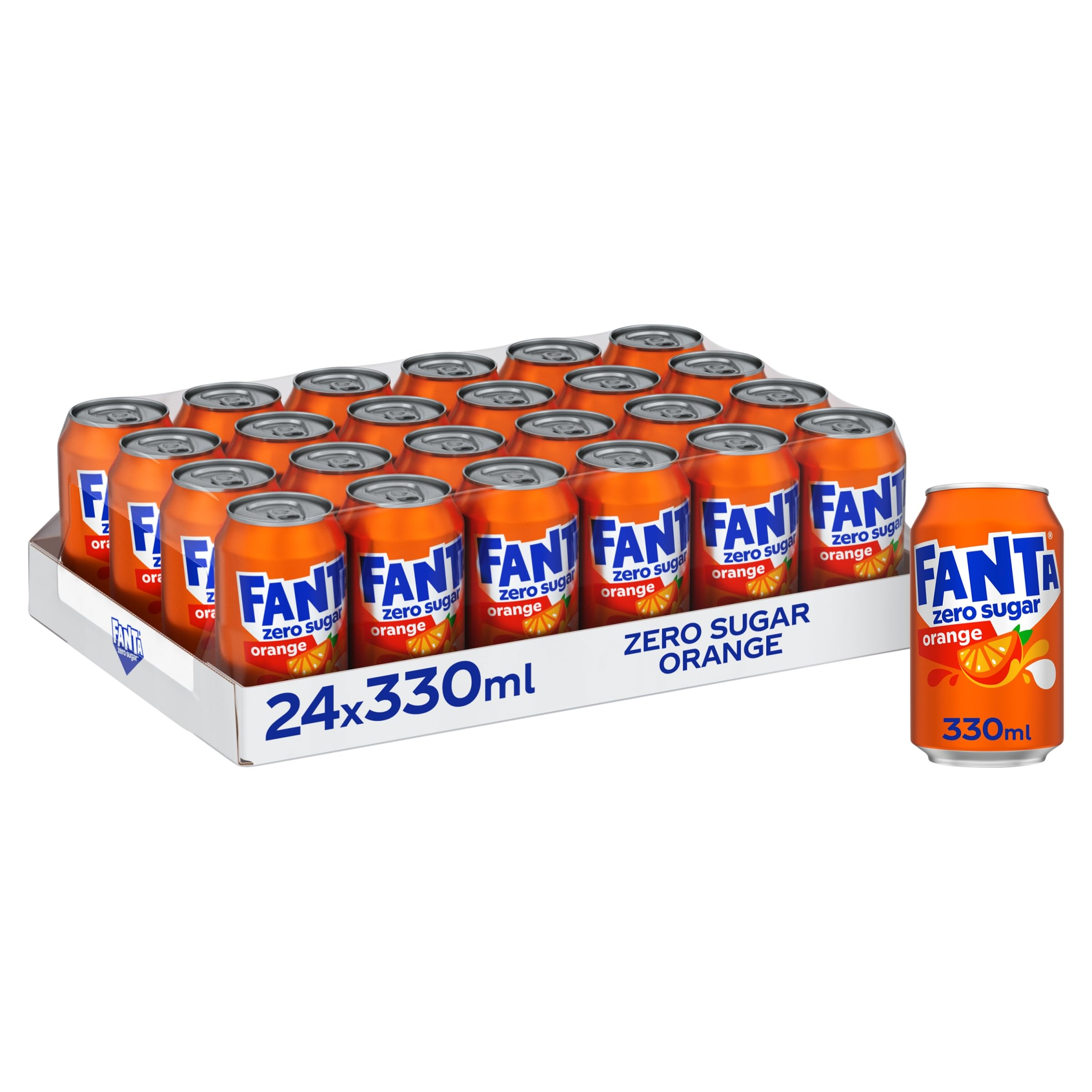 Fanta orange zero blikjes tray 24 x 33 cl