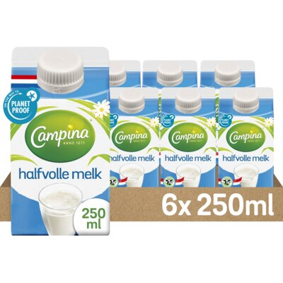 Campina halfvolle melk pakje 6 stuks x 250 ml
