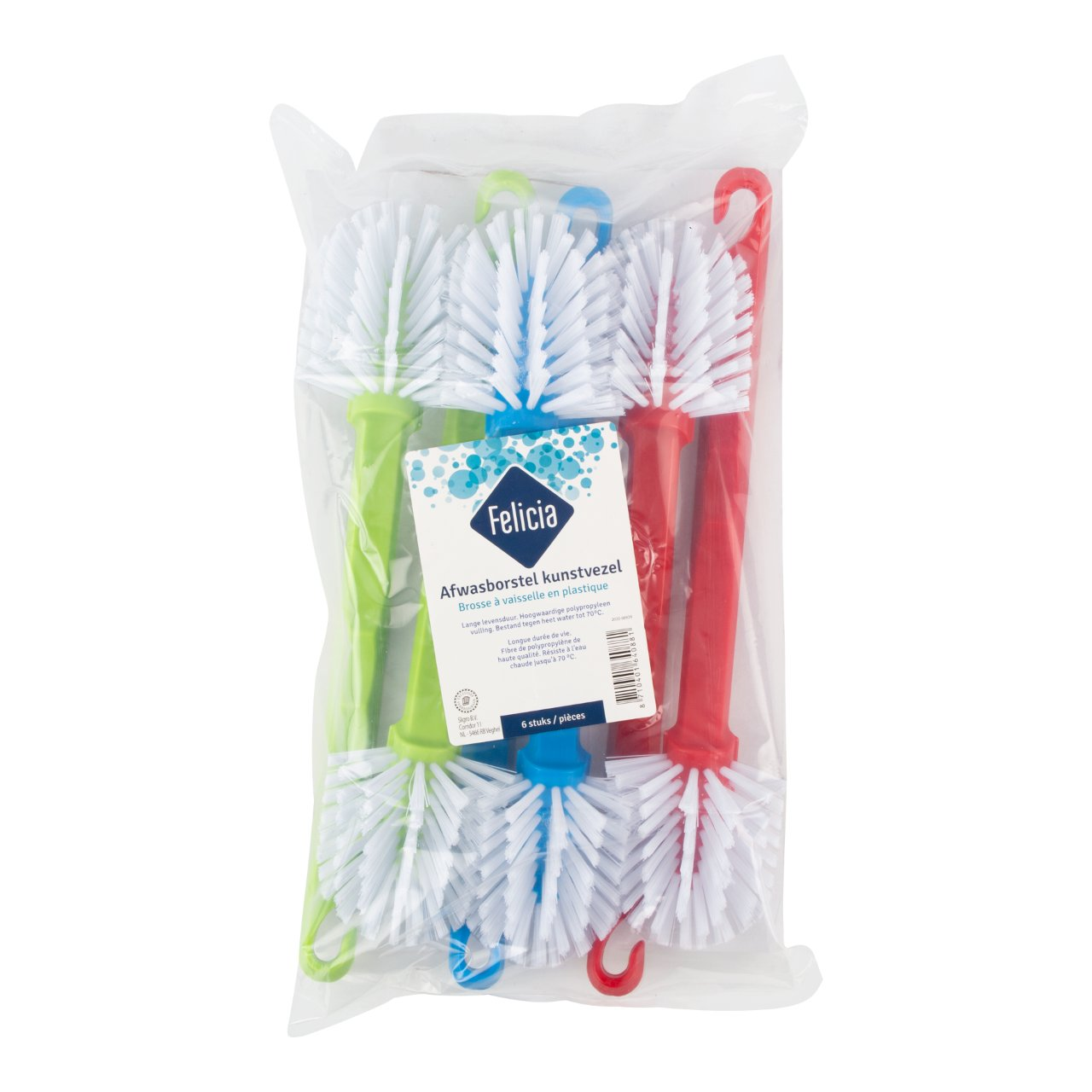 Felicia afwasborstel kunststof pak 6 stuks