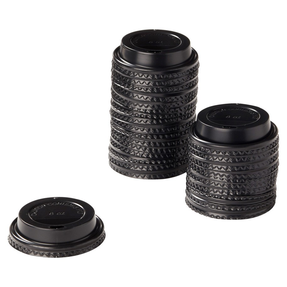 Deksel zwart tbv Conpax beker 240 ml rol a 100 stuks