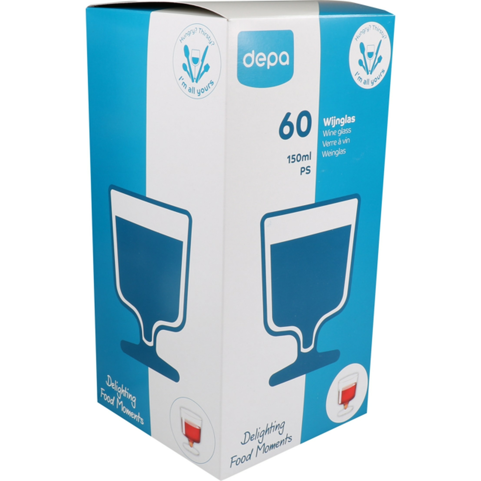 Depa wijnglas plastic op voet 150 cc 60 stuks