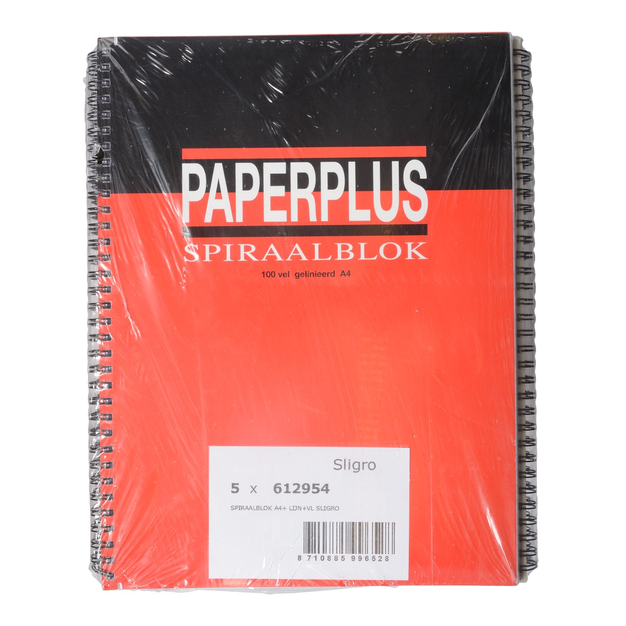 Paperplus schrijfblok A4 gelineerd spiraal  100 vel 5 stuks