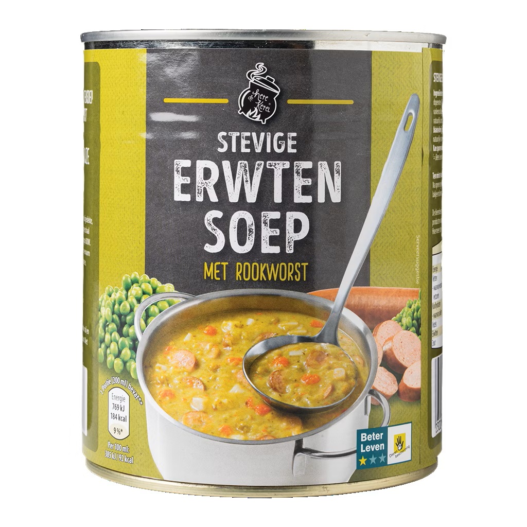 Hete ketel stevige erwtensoep blik 800 ml