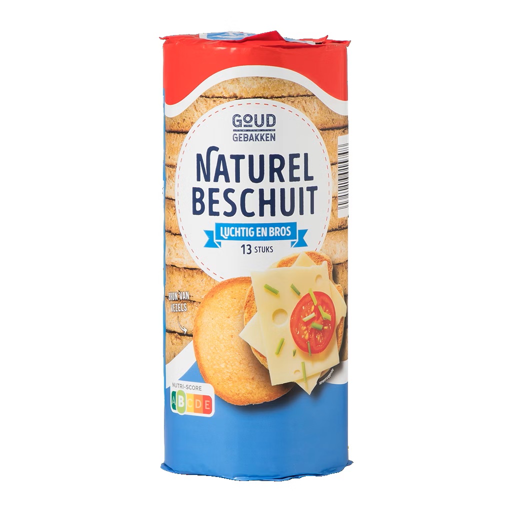 Goud gebakken beschuit naturel