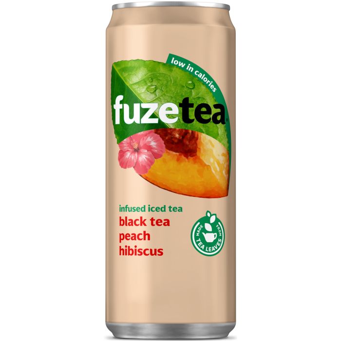 Fuze tea Peach Black Hibisc blikjes 24 x 33 cl
