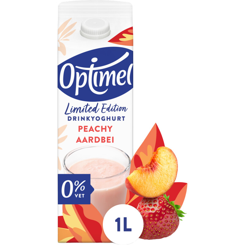 Optimel drinkyoghurt peachy aardbei 1 literpak