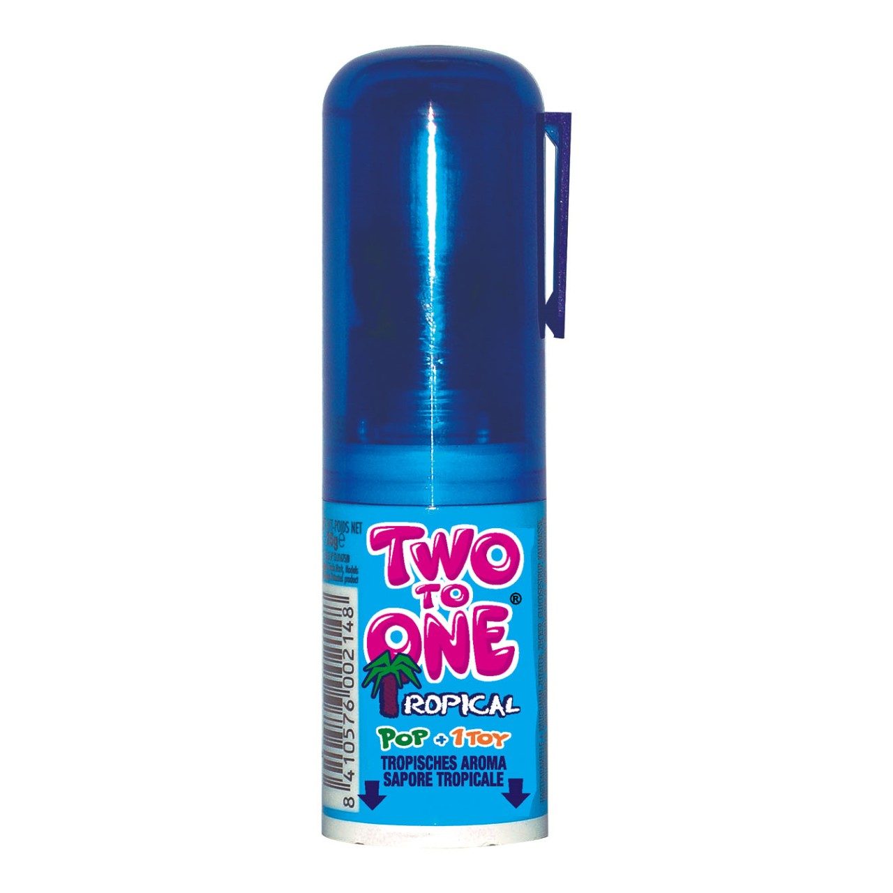 Two to one lollie + speeltje tropical blauw 12 stuks