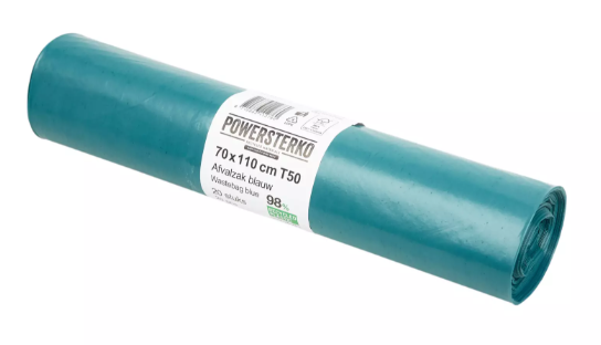Euro afvalzak 70 x 110 cm T50 LDPE blauw 10 rol x 25 stuks 456001